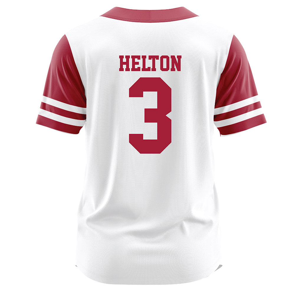 Oklahoma - NCAA Softball : Chaney Helton - White Jersey-1