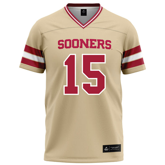 Oklahoma - NCAA Football : Beau Jandreau - Cream Football Jersey-0