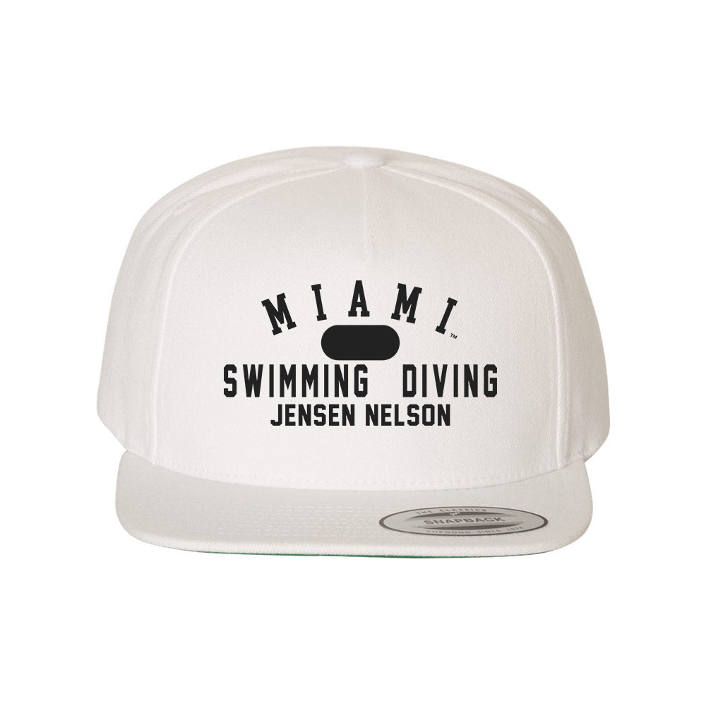 Miami of Ohio - NCAA Men's Swimming & Diving : Jensen Nelson - Snapback Hat-0