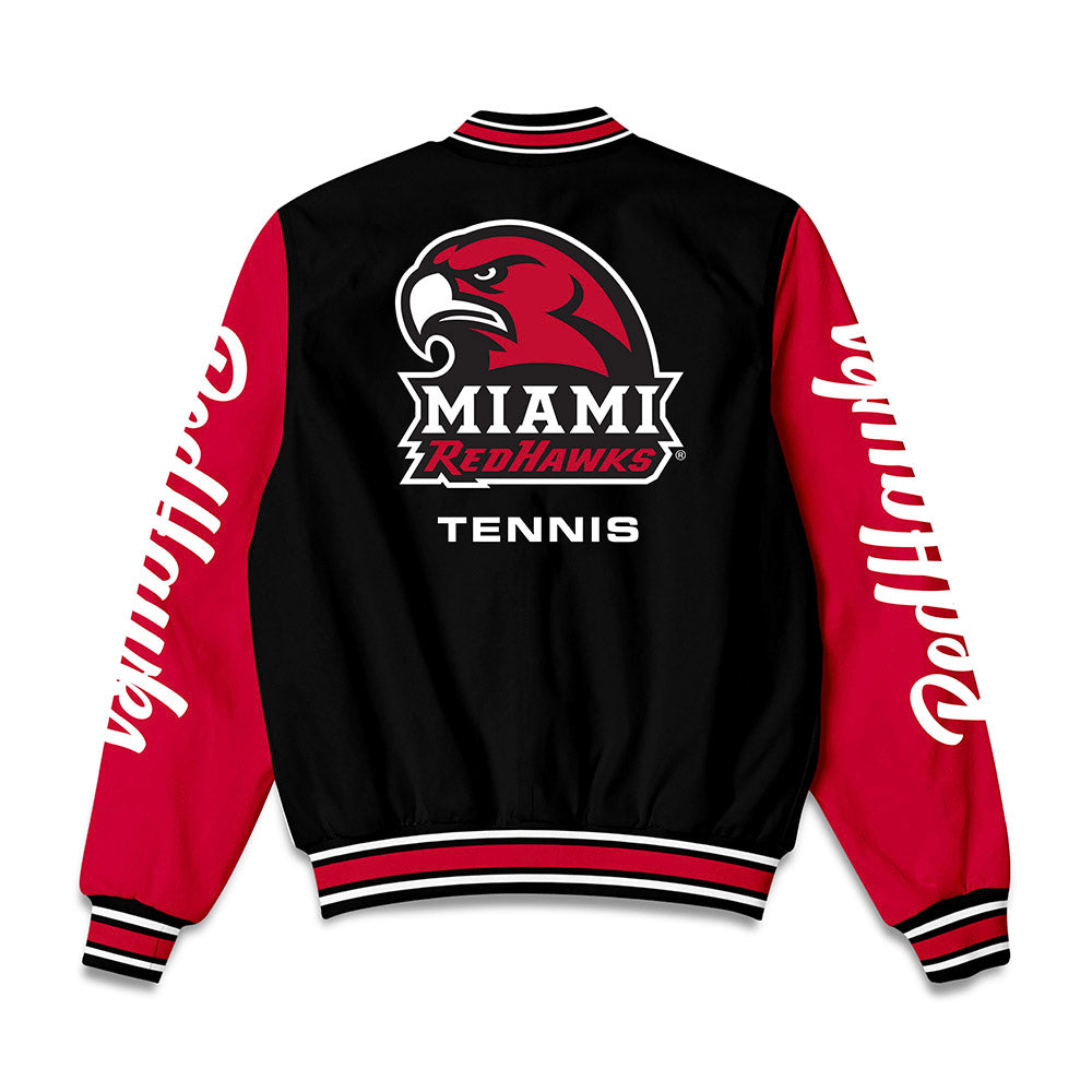 Miami of Ohio - NCAA Women's Tennis : Sarah Dev - Bomber Jacket-1