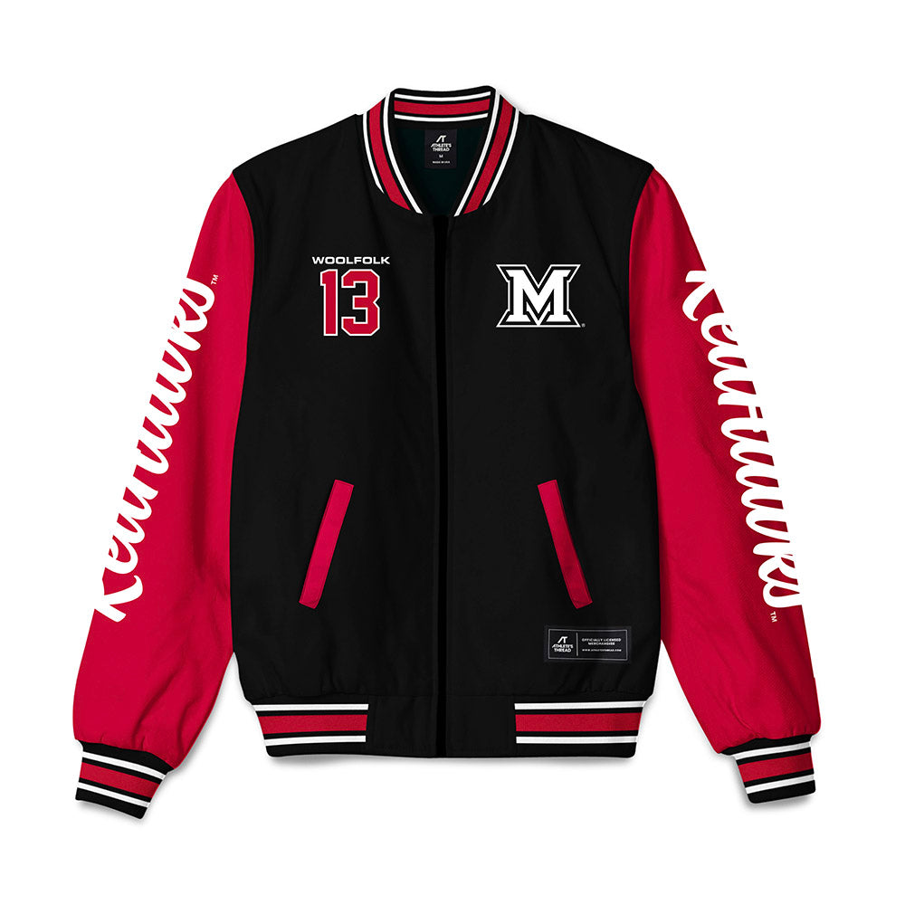 Miami of Ohio - NCAA Men's Basketball : Antwone Woolfolk - Bomber Jacket-0