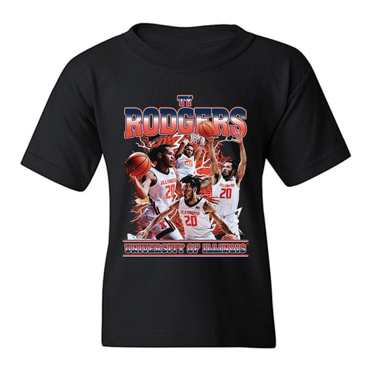 Illinois - NCAA Men's Basketball : Ty Rodgers - Player Collage Youth T-Shirt-0