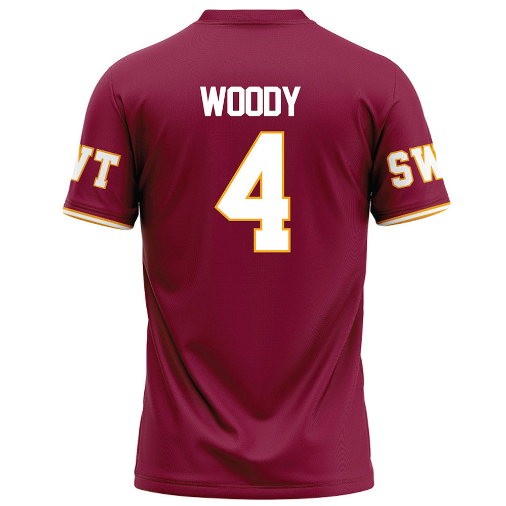 Texas State - NCAA Football : Tae Woody - Red Football Jersey-1