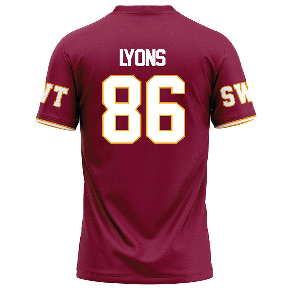Texas State - NCAA Football : Titus Lyons - Red Football Jersey-1