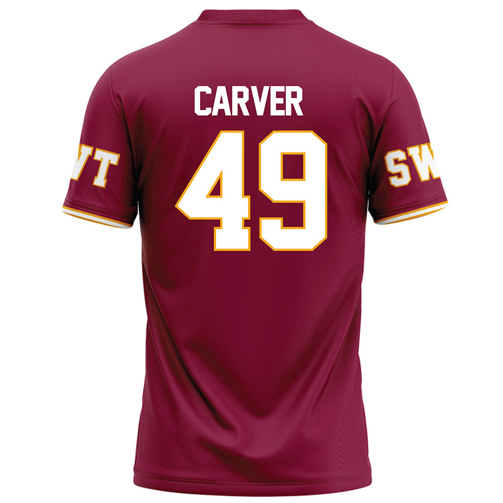 Texas State - NCAA Football : Blaine Carver - Red Football Jersey-1