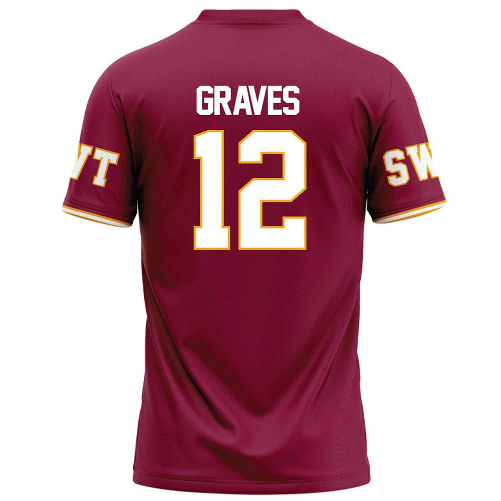 Texas State - NCAA Football : Lakeyleon Graves - Red Football Jersey-1