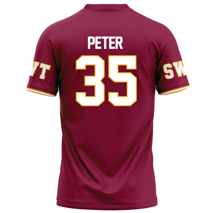 Texas State - NCAA Football : Emmanuel Peter - Red Football Jersey-1