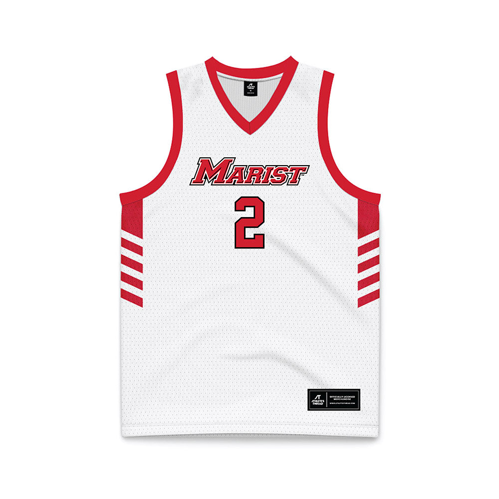 Marist - NCAA Men's Basketball : Justin Menard - White Basketball Jersey-0