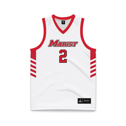 Marist - NCAA Men's Basketball : Justin Menard - White Basketball Jersey-0