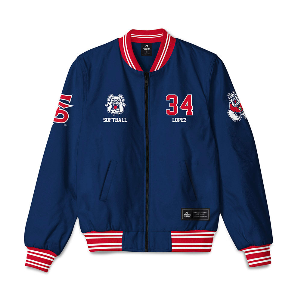 Fresno State - NCAA Softball : Christal Lopez - Bomber Jacket-0