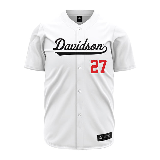 Davidson - NCAA Baseball : Tyler Wille - White Jersey-0