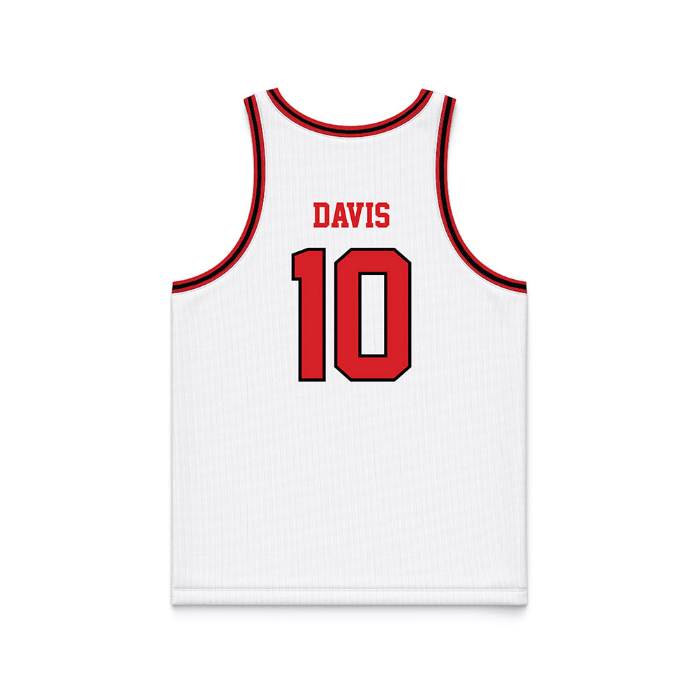 Davidson - NCAA Men's Basketball : Malik Davis - White Basketball Jersey-1
