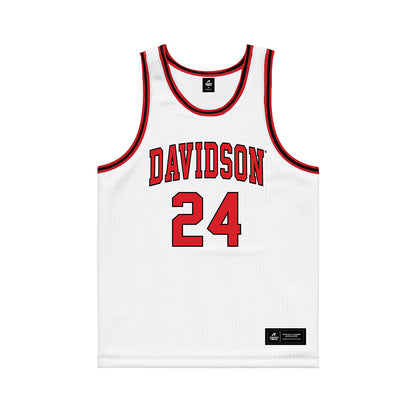 Davidson - NCAA Men's Basketball : JaQualon Roberts - White Basketball Jersey-0