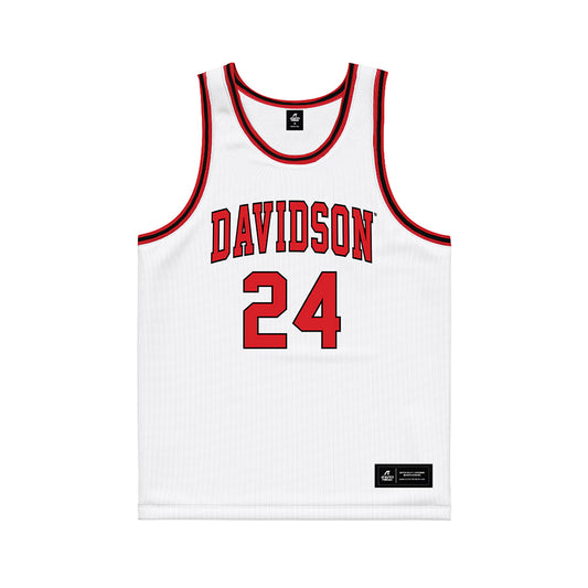 Davidson - NCAA Men's Basketball : JaQualon Roberts - White Basketball Jersey-0