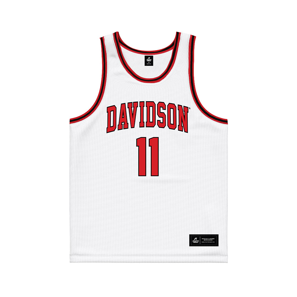 Davidson - NCAA Men's Basketball : Sam Brown - White Basketball Jersey-0