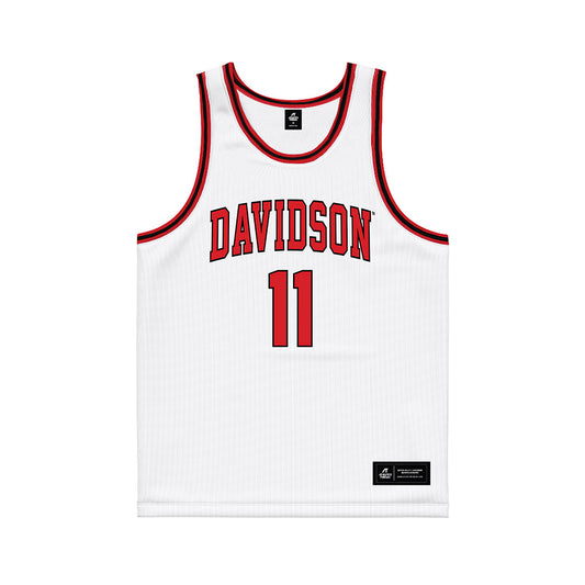 Davidson - NCAA Men's Basketball : Sam Brown - White Basketball Jersey-0