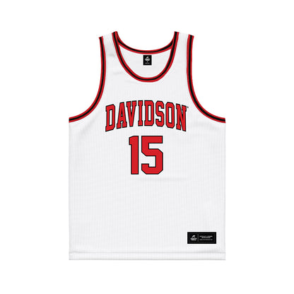 Davidson - NCAA Men's Basketball : Sean Logan - White Basketball Jersey-0