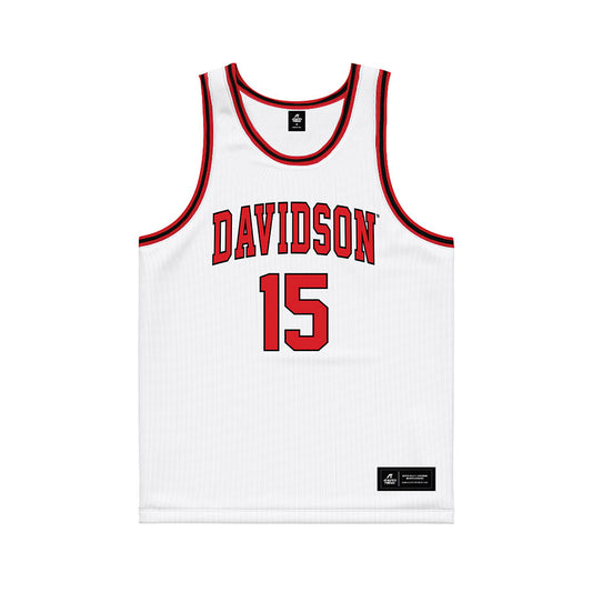 Davidson - NCAA Men's Basketball : Sean Logan - White Basketball Jersey-0