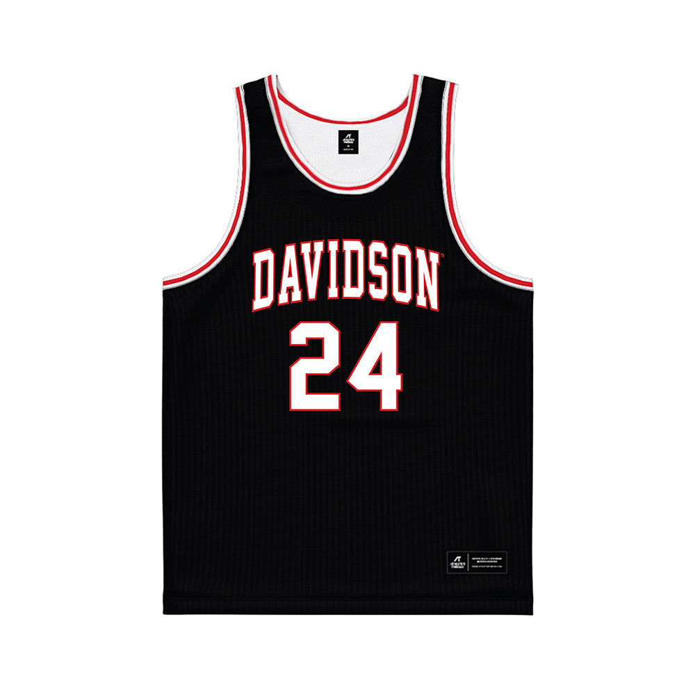 Davidson - NCAA Men's Basketball : JaQualon Roberts - Black Basketball Jersey-0