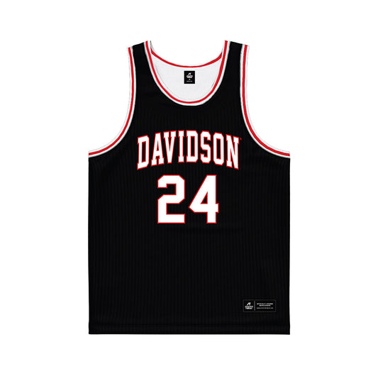 Davidson - NCAA Men's Basketball : JaQualon Roberts - Black Basketball Jersey-0