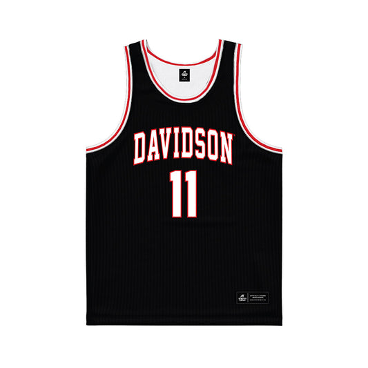 Davidson - NCAA Men's Basketball : Sam Brown - Black Basketball Jersey-0