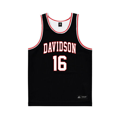 Davidson - NCAA Men's Basketball : Ian Platteeuw - Black Basketball Jersey-0