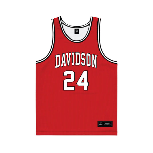 Davidson - NCAA Men's Basketball : JaQualon Roberts - Red Basketball Jersey-0