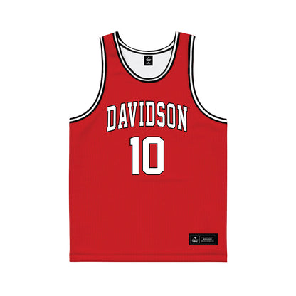 Davidson - NCAA Men's Basketball : Malik Davis - Red Basketball Jersey-0