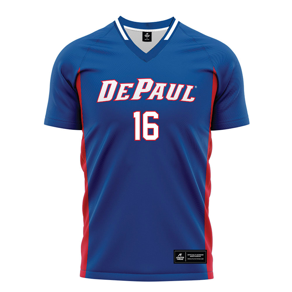 DePaul - NCAA Women's Soccer : Madeline Lewis - Blue Soccer Jersey-0