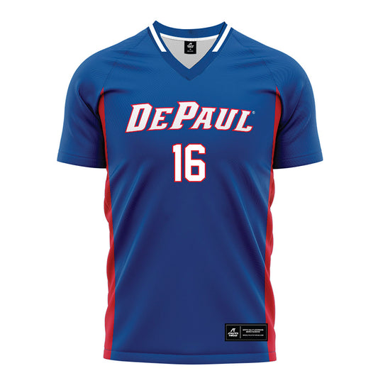 DePaul - NCAA Women's Soccer : Madeline Lewis - Blue Soccer Jersey-0