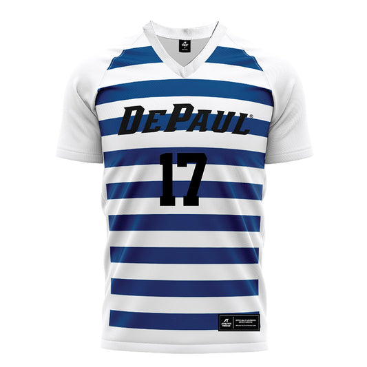 DePaul - NCAA Women's Soccer : Keira Taylor - White Striped Soccer Jersey-0
