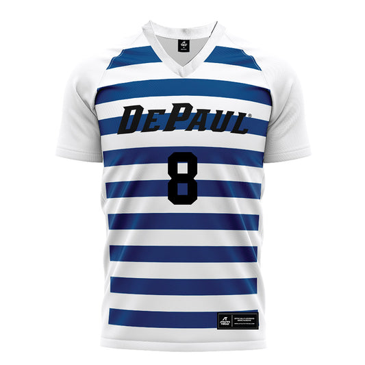 DePaul - NCAA Women's Soccer : Carolina Capizzi - White Striped Soccer Jersey-0