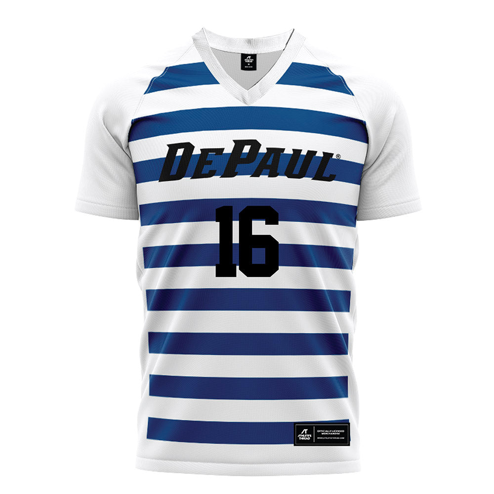 DePaul - NCAA Women's Soccer : Madeline Lewis - White Striped Soccer Jersey-0
