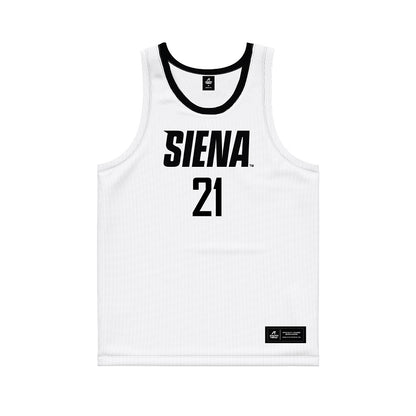 Siena - NCAA Women's Basketball : Myanna Hatchette - White Basketball Jersey-0