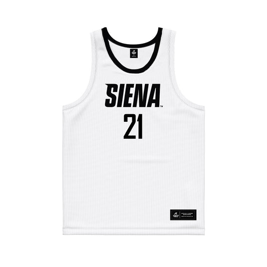 Siena - NCAA Women's Basketball : Myanna Hatchette - White Basketball Jersey-0
