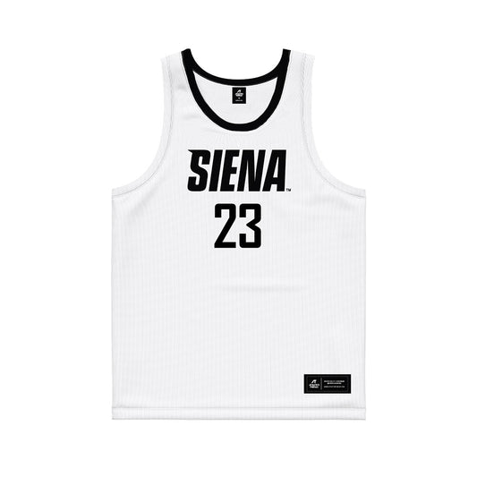 Siena - NCAA Women's Basketball : Grace Sundback - White Basketball Jersey-0
