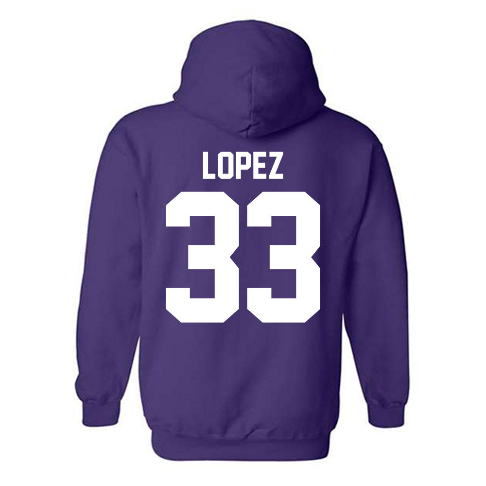 Northwestern - NCAA Women's Basketball : Amparo Lopez - Sports Shersey Hooded Sweatshirt-1