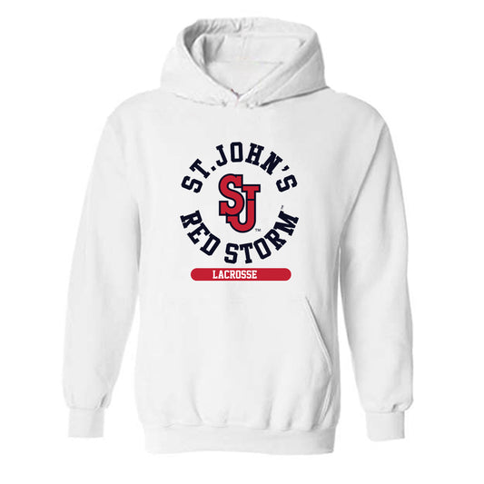 St. Johns - NCAA Men's Lacrosse : Henry Coke - Classic Shersey Hooded Sweatshirt-0