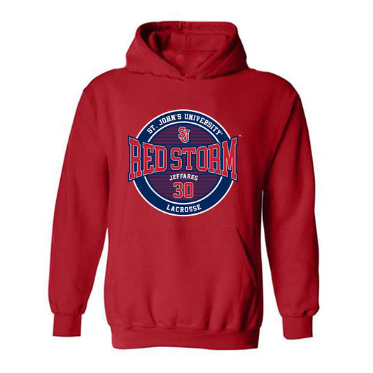 St. Johns - NCAA Men's Lacrosse : AJ Jeffares - Classic Fashion Shersey Hooded Sweatshirt-0