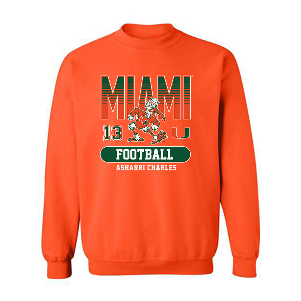 Miami - NCAA Football : Asharri Charles - Classic Fashion Shersey Crewneck Sweatshirt-0