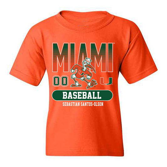 Miami - NCAA Baseball : Sebastian Santos-Olson - Classic Fashion Shersey Youth T-Shirt-0