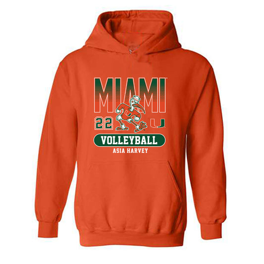 Miami - NCAA Women's Volleyball : Asia Harvey - Classic Fashion Shersey Hooded Sweatshirt-0