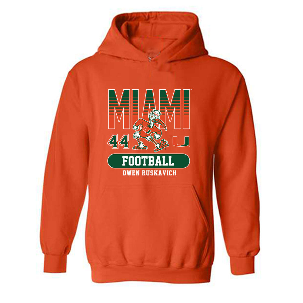 Miami - NCAA Football : Owen Ruskavich - Classic Fashion Shersey Hooded Sweatshirt-0