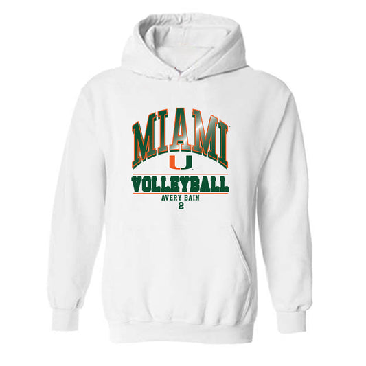 Miami - NCAA Women's Volleyball : Avery Bain - Classic Fashion Shersey Hooded Sweatshirt-0
