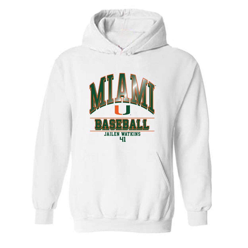 Miami - NCAA Baseball : Jailen Watkins - Classic Fashion Shersey Hooded Sweatshirt-0