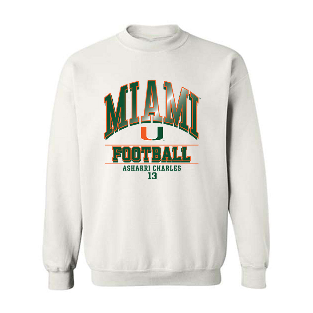Miami - NCAA Football : Asharri Charles - Classic Fashion Shersey Crewneck Sweatshirt-0
