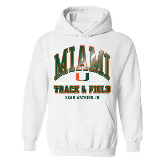Miami - NCAA Men's Track & Field : Sean Watkins Jr - Classic Fashion Shersey Hooded Sweatshirt-0