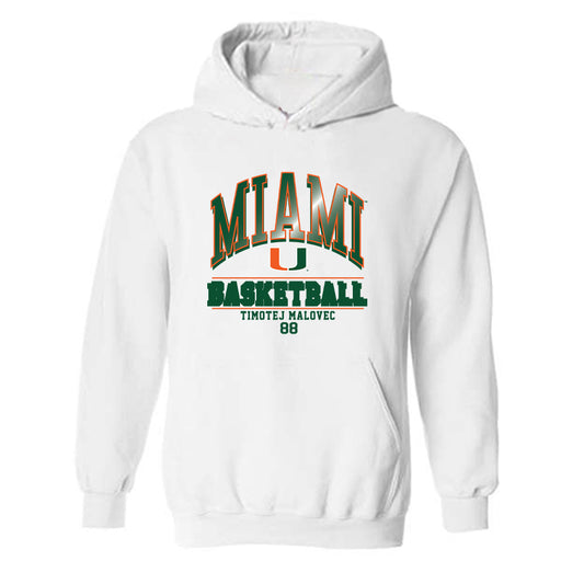 Miami - NCAA Men's Basketball : Timotej Malovec - Classic Fashion Shersey Hooded Sweatshirt-0