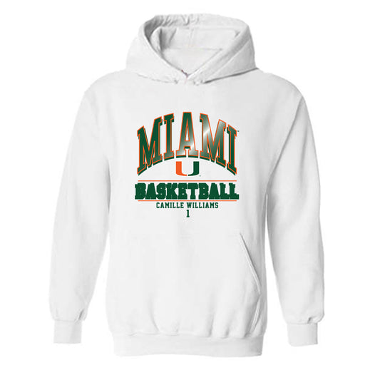 Miami - NCAA Women's Basketball : Camille Williams - Classic Fashion Shersey Hooded Sweatshirt-0