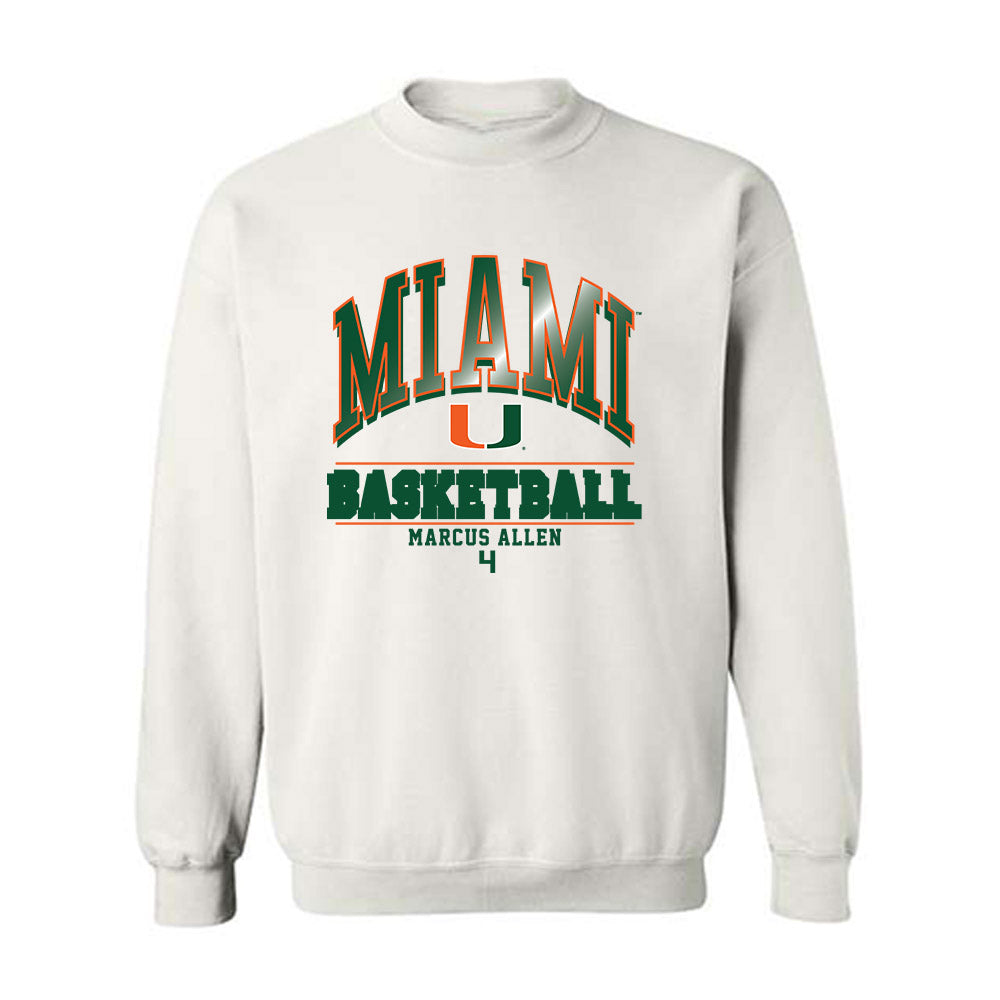 Miami - NCAA Men's Basketball : Marcus Allen - Classic Fashion Shersey Crewneck Sweatshirt-0